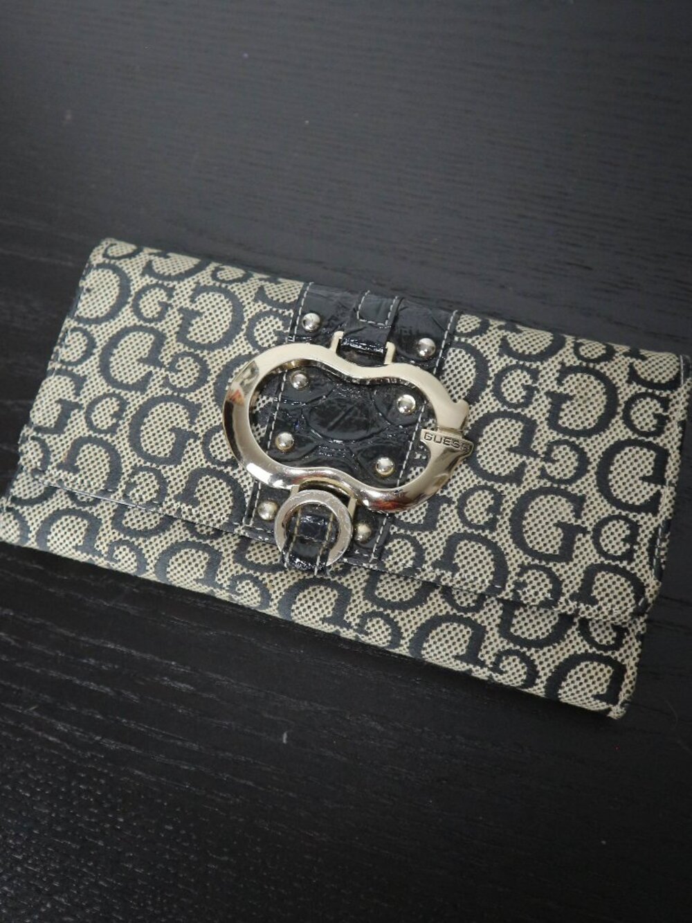 Guess Monogram Pattern Womens Long Wallet